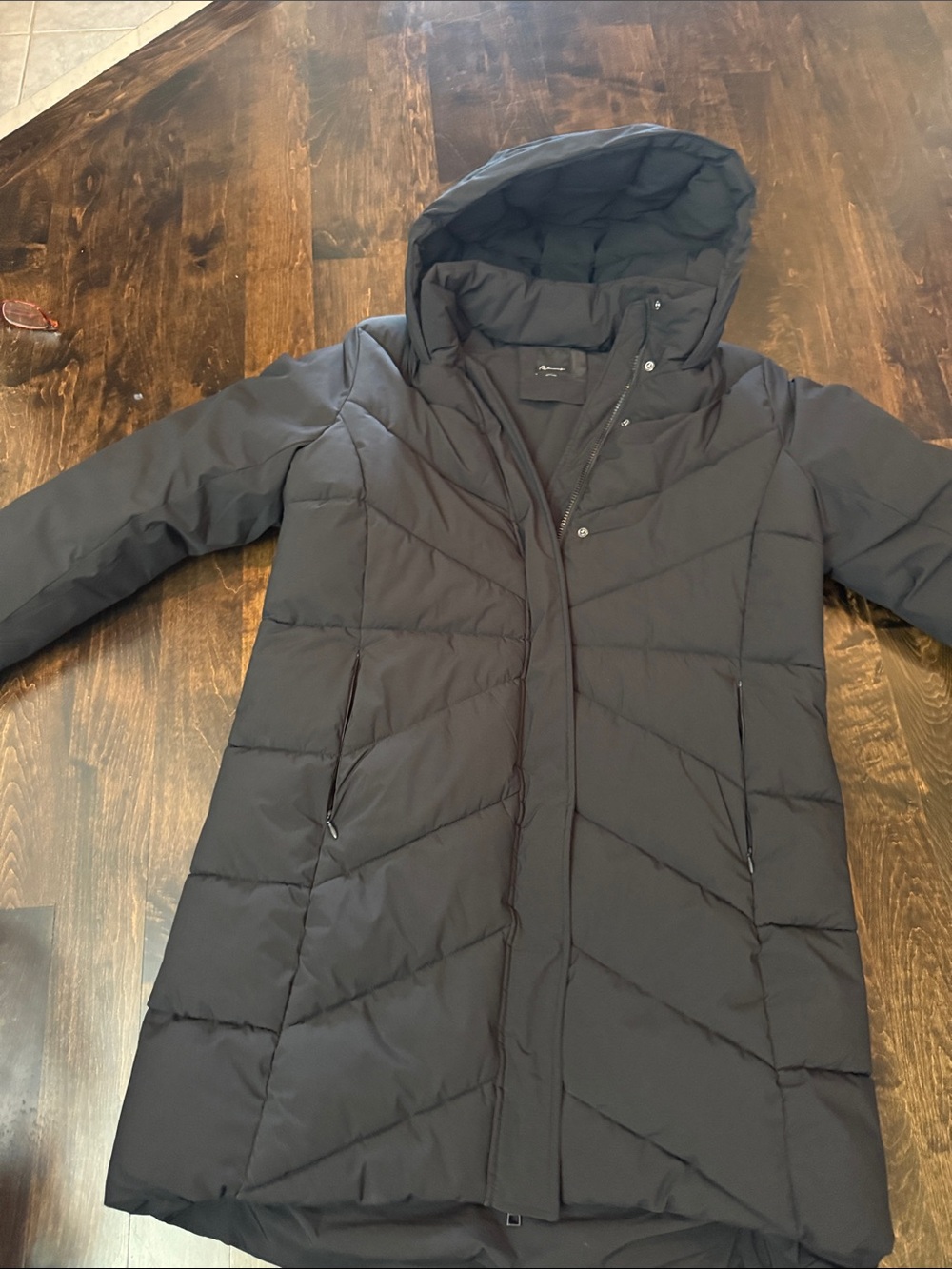 Reitmans Women's Black Hooded Long Puffer Coat
